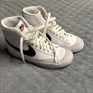 Lightly worn boys Nike White and Black High-Top Sneakers